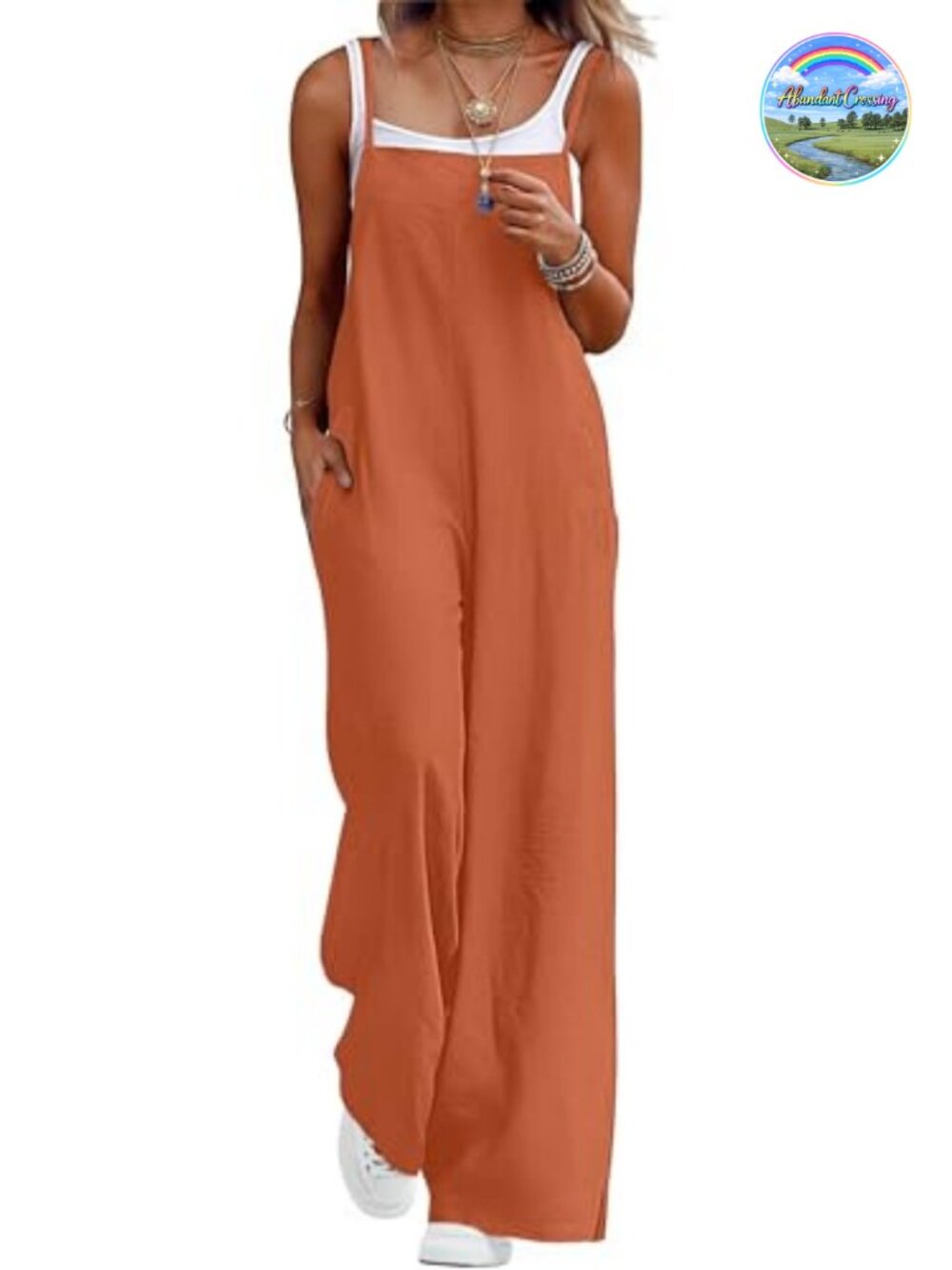 Lepunuo Womens Casual Loose Jumpsuits Sleeveless Wide Leg Rompers Overalls with